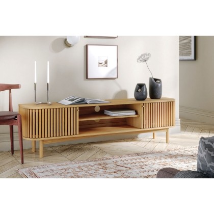 Soho Natural Oak Slatted Large TV Unit