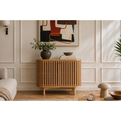 Soho Natural Oak Slatted Small Sideboard