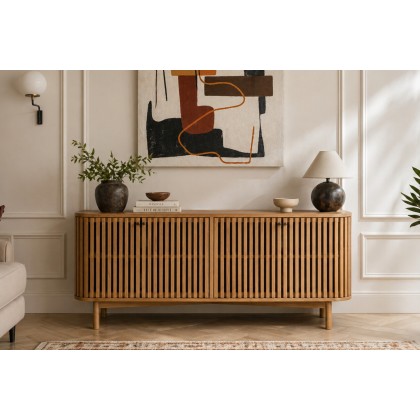 Soho Natural Oak Slatted Large Sideboard