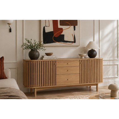Soho Natural Oak Slatted Sideboard with Drawers