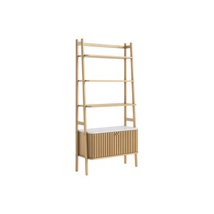 Soho Natural Oak Slatted Bookcase with Marble Top