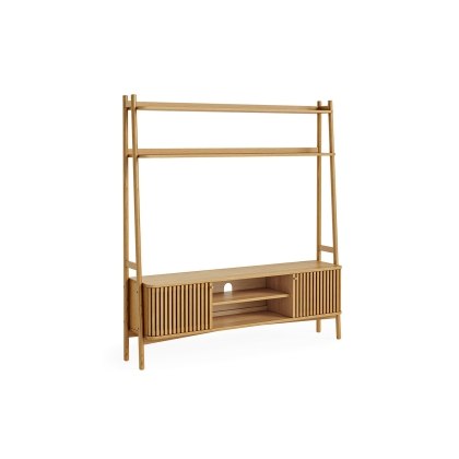 Soho Natural Oak Slatted 165cm Ladder TV Unit