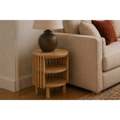 Soho Natural Oak Slatted Open Side Table
