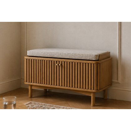Soho Natural Oak Slatted Hallway Bench