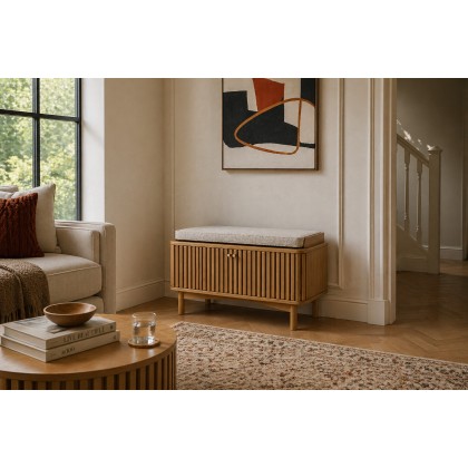 Soho Natural Oak Slatted Hallway Bench