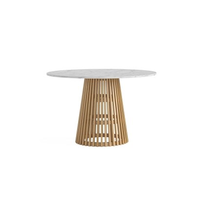 Soho Natural Oak Slatted Round Dining Table with Marble Top Soho Natural Oak Slatted Round Dining Table with Marble Top