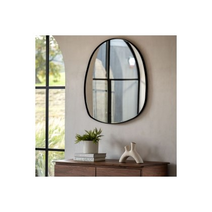 Gallery Direct Holworth Pebble Mirror Black 700x900mm