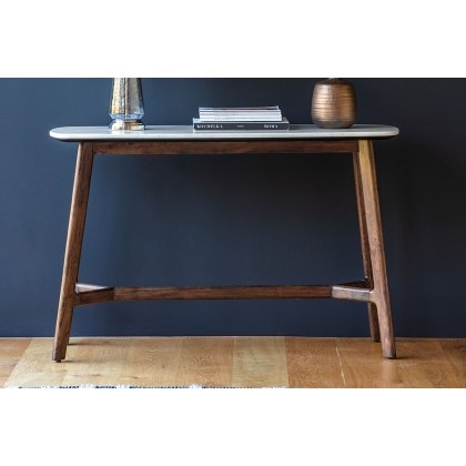 Gallery Direct Barcelona Dark Wood Console Table with Marble Top