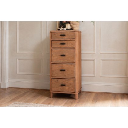 Jude Reclaimed Wood 5 Drawer Tall Chest Of Drawers