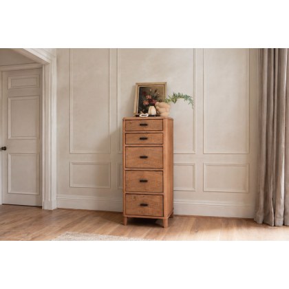 Jude Reclaimed Wood 5 Drawer Tall Chest Of Drawers
