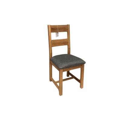 Largo Rustic Solid Oak Horizontal Twin Slat Chair Largo Rustic Solid Oak Horizontal Twin Slat Chair