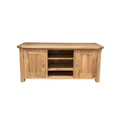 Largo Rustic Solid Oak Large TV Unit with Wood Doors