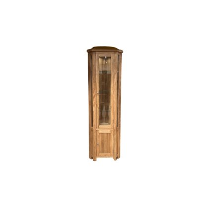 Largo Rustic Solid Oak Corner Display Cabinet with LED Light Largo Rustic Solid Oak Corner Display Cabinet with LED Light