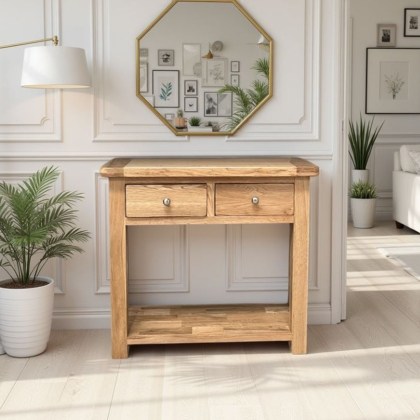 Largo Rustic Solid Oak 2 Drawer Console Table