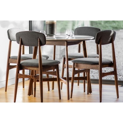 Gallery Direct Barcelona Dark Wood Round Dining Table Set with Marble Top & 4 Chairs Gallery Direct Barcelona Dark Wood Round Dining Table Set with Marble Top & 4 Chairs