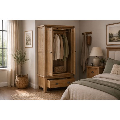 Tewkesbury Smoked Oak Double Wardrobe