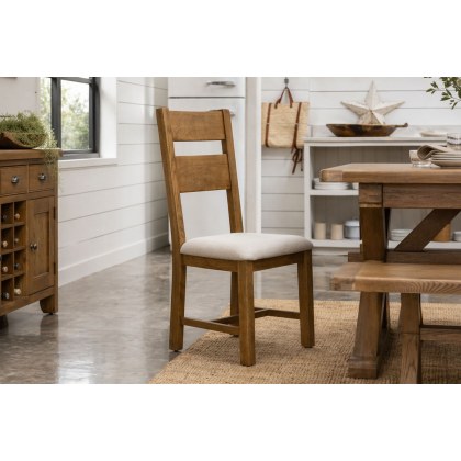 Tewkesbury Smoked Oak Upholstered Slat Back Dining Chair (Pair) Tewkesbury Smoked Oak Upholstered Slat Back Dining Chair (Pair)