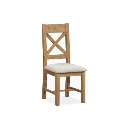 Tewkesbury Smoked Oak Upholstered Cross X Back Dining Chair (Pair)