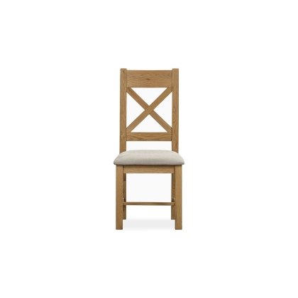 Tewkesbury Smoked Oak Upholstered Cross X Back Dining Chair (Pair)