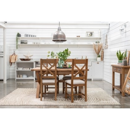 Tewkesbury Smoked Oak Cross-Leg 200-250cm Ext Dining Table Set with x4 Cross Back Chairs Tewkesbury Smoked Oak Cross-Leg 200-250cm Ext Dining Table Set with x4 Cross Back Chairs