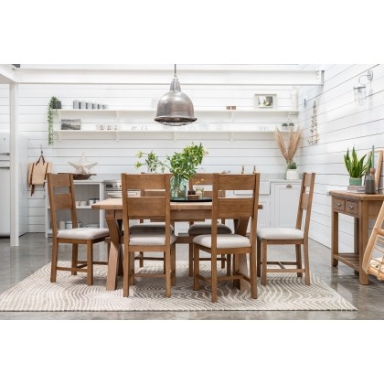Tewkesbury Smoked Oak Cross-Leg 200-250cm Ext Dining Table Set with x6 Slat Back Chairs Tewkesbury Smoked Oak Cross-Leg 200-250cm Ext Dining Table Set with x6 Slat Back Chairs