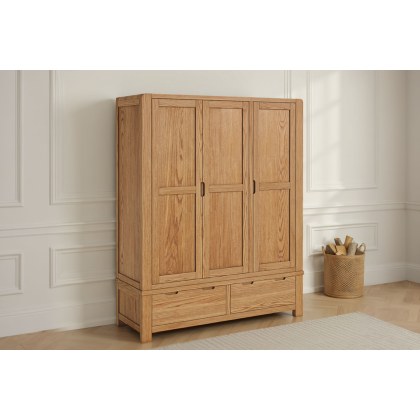 Bergen Solid Oak Triple Wardrobe Bergen Solid Oak Triple Wardrobe