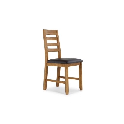 Bergen Solid Oak Dining Chair with Brown PU Seat Bergen Solid Oak Dining Chair with Brown PU Seat