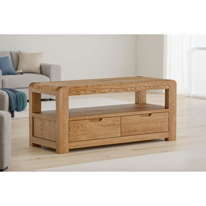 Bergen Solid Oak 110cm Small TV Unit