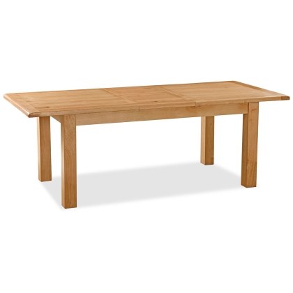 Salisbury Waxed Premium Oak Compact Ext Dining Table Set + 4 Slat Back PU Chairs Salisbury Waxed Premium Oak Compact Ext Dining Table Set + 4 Slat Back PU Chairs