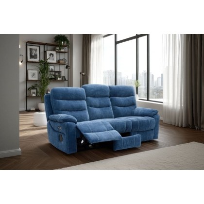 Halo Tech Fabric 3 Seater Power Head Tilt Recliner Sofa