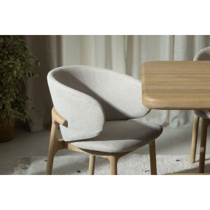 Noah Curved Back Fabric Dining Arm Chair in Grey Noah Curved Back Fabric Dining Arm Chair in Grey