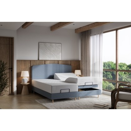 TEMPUR Form Spring Adjustable Bed with Geomatric Box Headboard