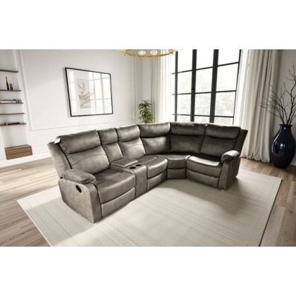Ellena Soft Grey L Shape Recliner Corner Sofa with Storage