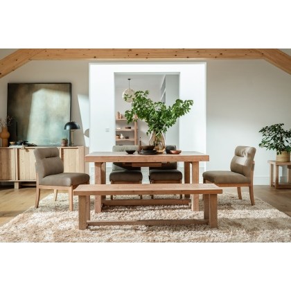 Oakley Reclaimed Wood 160-200cm Extending Dining Table Set in Rustic Buff Finish