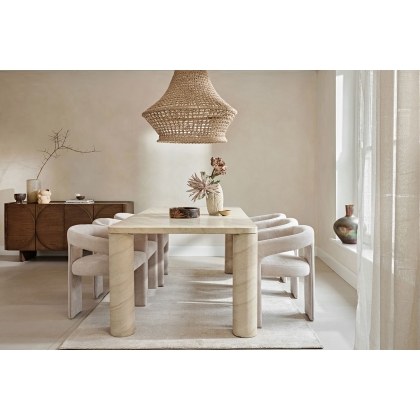 Ida Travertine Stone 150cm Dining Table Set with 4 Georgia Chairs