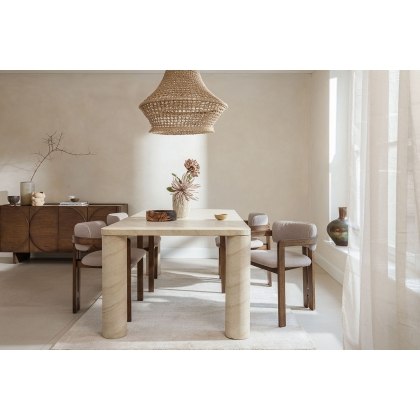 Ida Travertine Stone 200cm Dining Table Set with 6 Grace Chairs Ida Travertine Stone 200cm Dining Table Set with 6 Grace Chairs