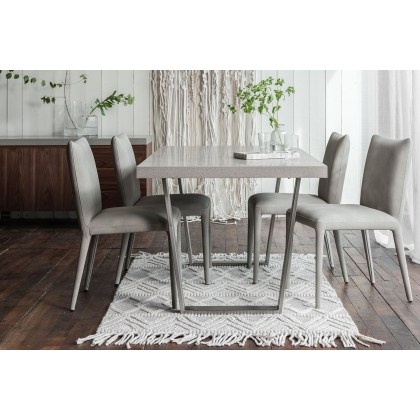 Petra Industrial 200cm Dining Table Set & 4 Lucas Misty Grey Chairs Petra Industrial 200cm Dining Table Set & 4 Lucas Misty Grey Chairs