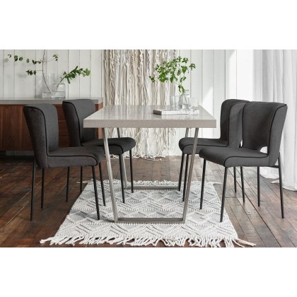 Petra Industrial 160cm Dining Table Set & 4 Maya Dark Grey Chairs Petra Industrial 160cm Dining Table Set & 4 Maya Dark Grey Chairs