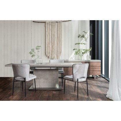 Petra Industrial Ext 160-220cm Dining Table Set & 4 Maya Light Grey Chairs Petra Industrial Ext 160-220cm Dining Table Set & 4 Maya Light Grey Chairs