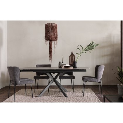 Sintered Stone 140-200cm Twist Extending Dining Table Set in Grey with x4 Maya Chairs Sintered Stone 140-200cm Twist Extending Dining Table Set in Grey with x4 Maya Chairs