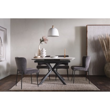 Sintered Stone 140-200cm Twist Extending Dining Table Set in Grey with x4 Maya Chairs Sintered Stone 140-200cm Twist Extending Dining Table Set in Grey with x4 Maya Chairs