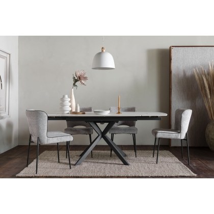 Sintered Stone 140-200cm Twist Extending Dining Table Set in White with x4 Maya Chairs Sintered Stone 140-200cm Twist Extending Dining Table Set in White with x4 Maya Chairs