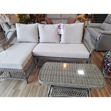 Ex-Display Plymouth - Gallery Direct Menton Chaise Set in Stone with Coffee Table Ex-Display Plymouth - Gallery Direct Menton Chaise Set in Stone with Coffee Table