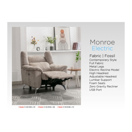 Monroe Fabric Recliner Chair in Fossil