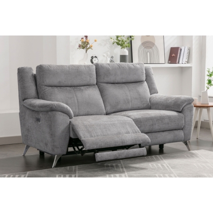 Monroe Fabric 3 Seater Recliner Sofa in Ash