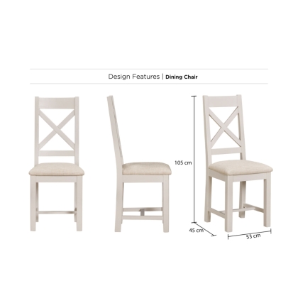 Windermere Painted Oyster Grey Oak Cross Back Dining Chair