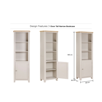 Windermere Painted Oyster Grey Oak Tall Narrow Bookcase Windermere Painted Oyster Grey Oak Tall Narrow Bookcase
