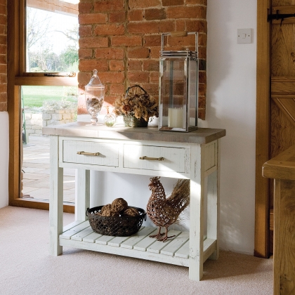 Purbeck Reclaimed Wood Painted 2 Drawer Console Table