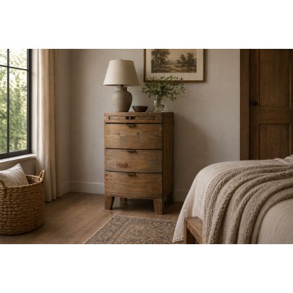 Bermuda Reclaimed Wood 3 Drawer Bedside Table
