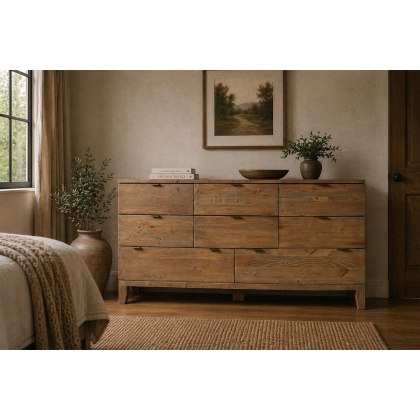 Bermuda Reclaimed Wood 8 Drawer Wide Chest of Drawers